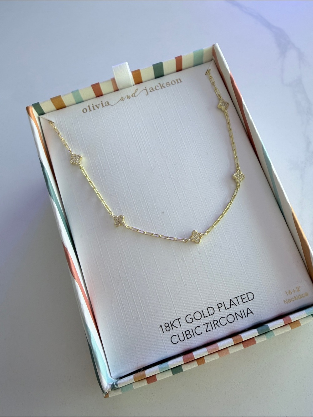 59. Olivia & Jackson 18KT Gold Plated CZ necklace - Picture 2 of 2